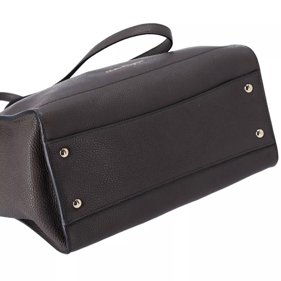 Salvatore Ferragamo Amy Medium Top Zip Shoulder Tote Bag Leather Dark Gray - Picture 9 of 11